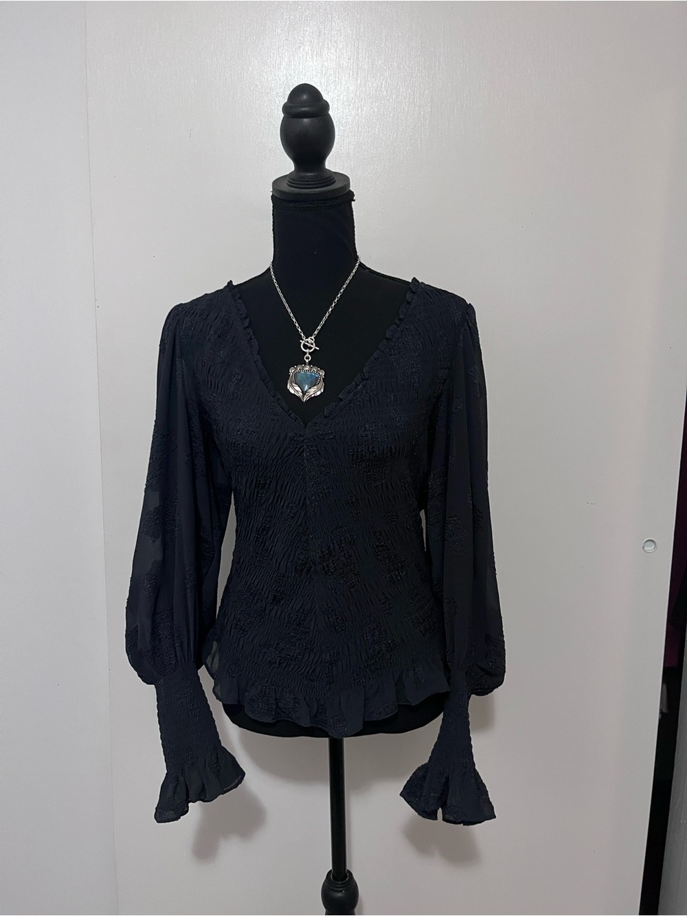 Free People Embroidered Stretchy Blouse